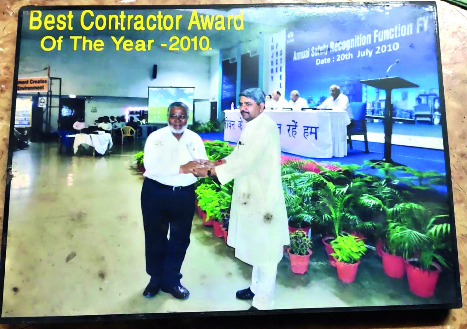 BEST CONTARACTOR AWARD IN 2010 BY TATA STEEL LTD